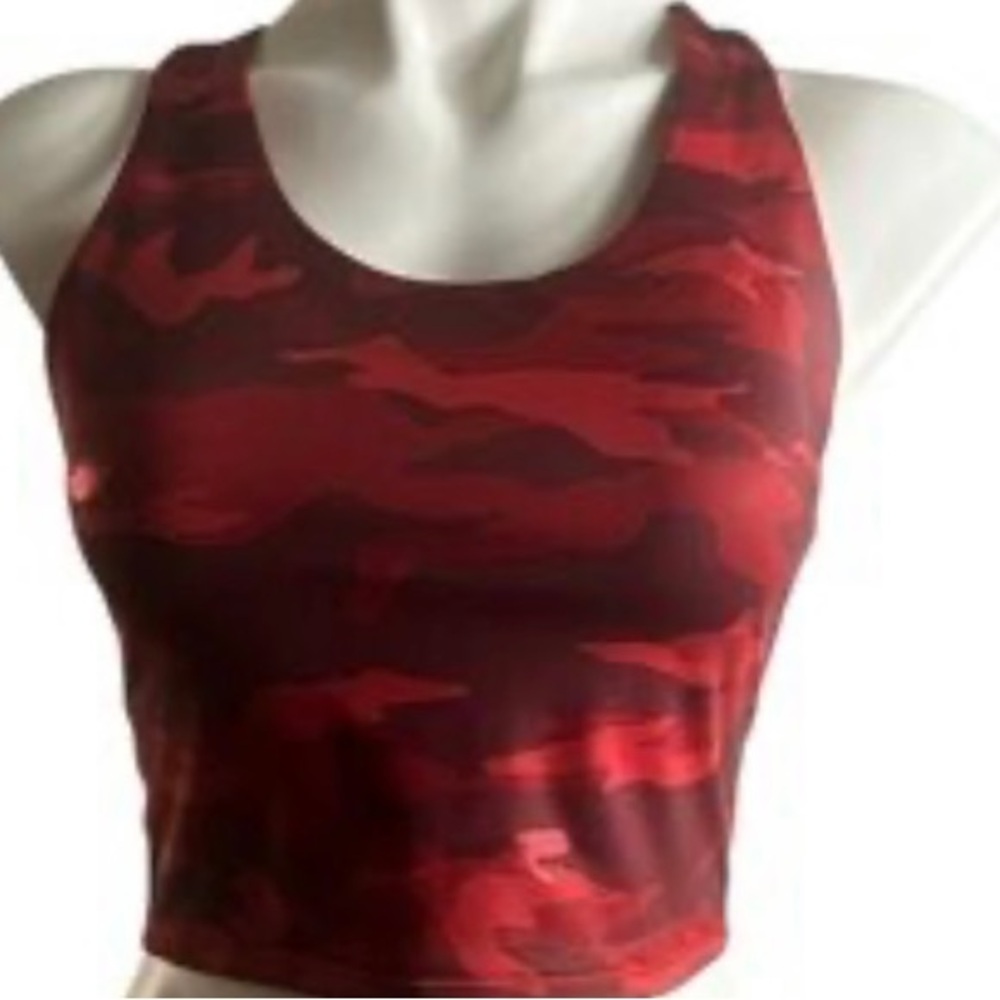 NWOT - Women’s M Athleta Red Camouflage Sports Bra/Crop Top